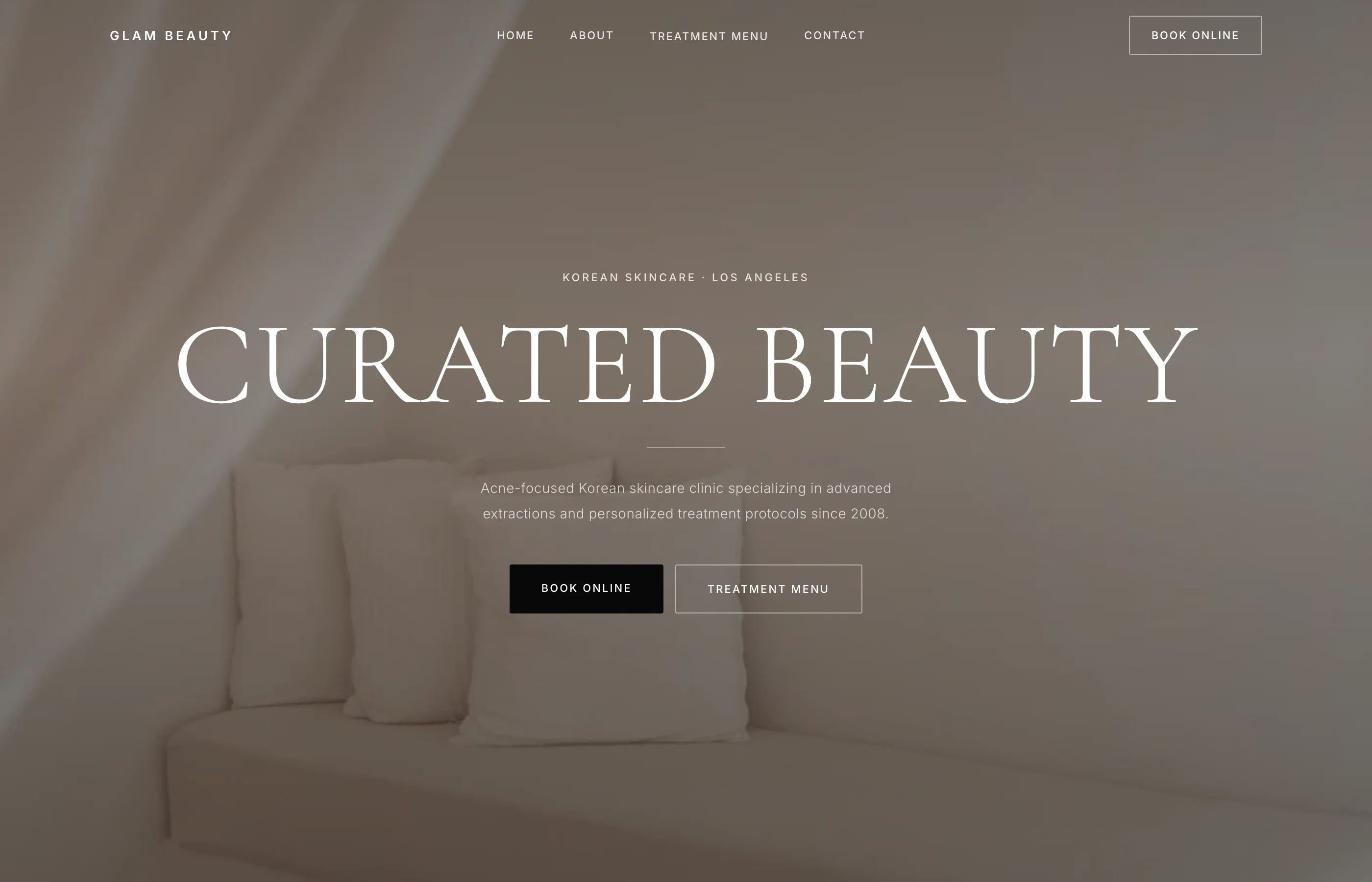 GLAM Beauty LA — Korean skincare clinic with luxury online presence. 300% more traffic within months of launch. Custom website designed and built by Brian Yang Web Design, Los Angeles.